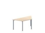 Schäfer Shop Genius Konferenztisch MODENA FLEX, Trapez, 4-Fuss Rundrohr, B 1600 x T 800 x H 720-840 mm, Ahorn/weissaluminium RAL 9006