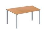 Schäfer Shop Genius Konferenztisch MODENA FLEX, Tonne, 4-Fuss Rundrohr, B 1400 x T 1000 x H 720-840 mm, Buche/weissaluminium RAL 9006