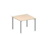 Schäfer Shop Genius Anbautisch MODENA FLEX, höhenverstellbar, Quadrat-Form, 4-Fuss Rundrohr, B 1000 x T 1000 mm, Ahorn-Dekor