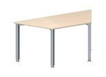 Schäfer Shop Genius Konferenztisch MODENA FLEX, Trapez, 4-Fuss Quadratrohr, B 1600 x T 800 x H 720-840 mm, Ahorn/weissaluminium RAL 9006