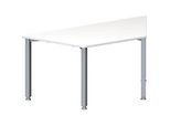 Schäfer Shop Genius Konferenztisch MODENA FLEX, Trapez, 4-Fuss Quadratrohr, B 1600 x T 800 x H 720-840 mm, weiss/weissaluminium RAL 9006