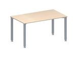 Schäfer Shop Genius Konferenztisch MODENA FLEX, Rechteck, 4-Fuss Quadratrohr, B 1400 x T 800 x H 720-840 mm, Ahorn/weissaluminium RAL 9006