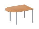 Schäfer Shop Genius Konferenztisch MODENA FLEX, Halbkreis, 4-Fuss Rundrohr, B 1400 x T 1000 x H 720-840 mm, Buche/weissaluminium RAL 9006