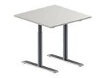Schäfer Shop Genius Konferenztisch MODENA FLEX, Quadrat, T-Fuss Rundrohr, B 800 x T 800 x H 650-850 mm, lichtgrau/weissaluminium RAL 9006