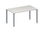 Schäfer Shop Genius Konferenztisch MODENA FLEX, Rechteck, 4-Fuss Quadratrohr, B 1400 x T 800 x H 720-840 mm, lichtgrau/weissaluminium RAL 9006