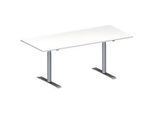 Schäfer Shop Genius Konferenztisch MODENA FLEX, Rechteck, T-Fuss Rundrohr, B 1800 x T 800 x H 650-850 mm, weiss/weissaluminium RAL 9006
