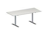Schäfer Shop Genius Konferenztisch MODENA FLEX, Rechteck, T-Fuss Rundrohr, B 1800 x T 800 x H 650-850 mm, lichtgrau/weissaluminium RAL 9006