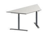 Schäfer Shop Genius Konferenztisch MODENA FLEX, Trapez, T-Fuss Rundrohr, B 1600 x T 800 x H 650-850 mm, lichtgrau/weissaluminium RAL 9006