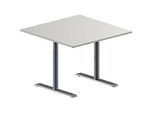 Schäfer Shop Genius Besprechungstisch MODENA FLEX, Quadrat, T-Fuss Rundrohr, B 1000 x T 1000 x H 650-850 mm, lichtgrau/weissaluminium RAL 9006