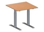 Schäfer Shop Genius Konferenztisch MODENA FLEX, Quadrat, T-Fuss Rechteckrohr, B 800 x T 800 x H 650-850 mm, Buche/weissaluminium RAL 9006