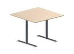 Schäfer Shop Genius Besprechungstisch MODENA FLEX, Quadrat, T-Fuss Rundrohr, B 1000 x T 1000 x H 650-850 mm, Ahorn/weissaluminium RAL 9006