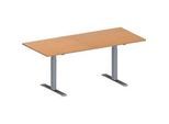 Schäfer Shop Genius Konferenztisch MODENA FLEX, Rechteck, T-Fuss Rechteckrohr, B 1800 x T 800 x H 650-850 mm, Buche/weissaluminium RAL 9006
