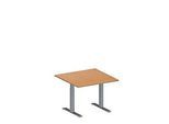 Schäfer Shop Genius Besprechungstisch MODENA FLEX, Quadrat, T-Fuss Rechteckrohr, B 1000 x T 1000 x H 650-850 mm, Buche/weissaluminium RAL 9006