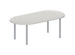 Schäfer Shop Genius Konferenztisch MODENA FLEX, Oval, 4-Fuss Rundrohr, B 2000 x T 1000 x H 720-840 mm, lichtgrau/weissaluminium RAL 9006