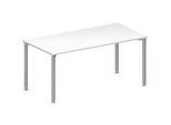 Schäfer Shop Genius Konferenztisch, Rechteck, 4-Fuss Rundrohr, B 1600 x T 800 x H 720-840 mm, weiss/weissaluminium RAL 9006