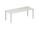 Schäfer Shop Genius Konferenztisch MODENA FLEX, Rechteck, 4-Fuss Rundrohr, B 2000 x T 800 x H 720-840 mm, lichtgrau/weissaluminium RAL 9006