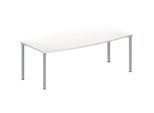 Schäfer Shop Genius Konferenztisch MODENA FLEX, Boot, 4-Fuss Rundrohr, B 2000 x H 720-840 mm, weiss/weissaluminium RAL 9006