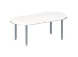 Schäfer Shop Genius Konferenztisch MODENA FLEX, Oval, 4-Fuss Quadratrohr, B 2000 x T 1000 x H 720-840 mm, weiss/weissaluminium RAL 9006