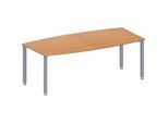 Schäfer Shop Genius Konferenztisch MODENA FLEX, Boot, 4-Fuss Quadratrohr, B 2000 x H 720-840 mm, Buche/weissaluminium