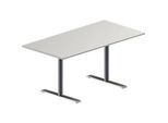 Schäfer Shop Genius Konferenztisch MODENA FLEX, Rechteck, T-Fuss Rundrohr, B 1600 x T 800 x H 650-850 mm, lichtgrau/weissaluminium RAL 9006