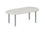 Schäfer Shop Genius Konferenztisch MODENA FLEX, Oval, 4-Fuss Quadratrohr, B 2000 x T 1000 x H 720-840 mm, lichtgrau/weissaluminium RAL 9006