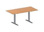 Schäfer Shop Genius Konferenztisch MODENA FLEX, Rechteck, T-Fuss Rechteckrohr, B 1600 x T 800 x H 650-850 mm, Buche/weissaluminium RAL 9006