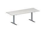 Schäfer Shop Genius Konferenztisch MODENA FLEX, Rechteck, T-Fuss Rechteckrohr, B 2000 x T 800 x H 650-850 mm, lichtgrau/weissaluminium RAL 9006