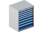Schäfer Shop Select Schubladenschrank 36-27, 8 Schübe, bis 200 kg, B 717 x T 572 x H 850 mm, weissalu/enzianblau