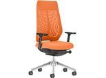 Interstuhl Bürostuhl JOYCE is3, Synchronmechanik, Armlehnen, FlexGrid-Lordosenstütze, Netzrücken, Flachsitz, schwarz/orange