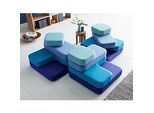Sitzsystem TAPA Square, Stoff, modular, mit Drehmechanismus, B 900 x T 900 x H 620 mm, blau/blau