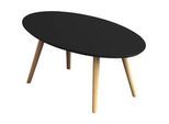 Beistelltisch SCANDI, oval, 4-Fuss Gestell aus Massivholz, B 850 x T 500 x H 350 mm, schwarz/Buche