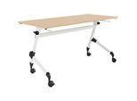 Schäfer Shop Select Klapptisch mit Rollen, Rechteck, Vierkantrohr, B 1400 x T 600 x H 720 mm, Ahorn/weiss