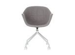 Schalenstuhl Gant, B 620 x T 575 x H 850 mm, um 360° drehbar, Rollen, gepolstert, Polypropylen & Stahl lackiert, grau/weiss