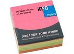 INFO Haftnotizen Brillant, 50 mm x 50 mm, 1 x 240 Blatt, gelb, orange, grün, pink