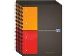 Oxford Notizbuch International, DIN A4, kariert, 80g/m², 80 Blatt, 5 Stück