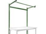 Aufbauportal m. Ausleger, Grundtisch STANDARD Arbeitstisch/Werkbank UNIVERSAL/PROFI, 1500 mm, resedagrün