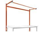 Aufbauportal m. Ausleger, Grundtisch STANDARD Arbeitstisch/Werkbank UNIVERSAL/PROFI, 2000 mm, rotorange