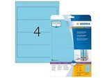 Herma Ordneretiketten A4, 192 mm, permanent haftend/bedruckbar, 80 Stück, blau