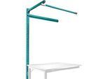 Aufbauportal m. Ausleger, Ansatztisch STANDARD Arbeitstisch/Werkbank UNIVERSAL/PROFI, 1250 mm, wasserblau