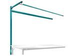 Aufbauportal m. Ausleger, Ansatztisch STANDARD Arbeitstisch/Werkbank UNIVERSAL/PROFI, 2000 mm, wasserblau