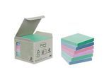POST-IT Haftnotizen, Recycling Papier, 76 mm x 76 mm, 6 x 100 Blatt, farbig