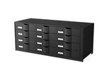 Schubladenbox Paperflow, Format A4, 12 Schübe mit geschlossener Front, Griffmulde & Etikettenhalter, Etiketten, B 857 x T 342 x H 350 mm, PS, schwarz