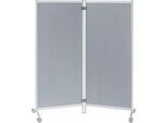 Mobile Trennwand, desinfektionsmittelbeständig, 2 Elemente, aluminiumfarben