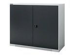 Schäfer Shop Genius Flügeltürenschrank FS, Stahl, mit Belüftungslöchern, B 1343 x T 520 x H 1105 mm, 3 OH, Weissalu/Anthrazitgrau, bis 450 kg