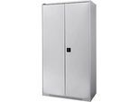 Schäfer Shop Genius Flügeltürenschrank FS, Stahl, mit Belüftungslöchern, B 1055 x T 520 x H 1950 mm, 5 OH, Weissalu/Weissalu, bis 500 kg