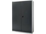 Schäfer Shop Genius Flügeltürenschrank FS, Stahl, mit Belüftungslöchern, B 1343 x T 520 x H 1950 mm, 5 OH, Lichtgrau/Anthrazitgrau, bis 750 kg