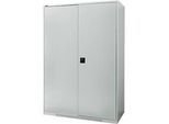 Schäfer Shop Genius Flügeltürenschrank FS, Stahl, mit Belüftungslöchern, B 1343 x T 620 x H 1950 mm, 5 OH, Lichtgrau/Lichtgrau, bis 750 kg