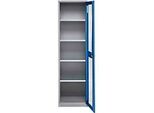 Schäfer Shop Genius Flügeltürenschrank FS, Stahl, Sichtfenster, Lüftungslöcher, B 545 x T 520 x H 1950 mm, 5 OH, Weissalu/Enzianblau, bis 250 kg