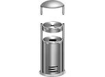 Sicherheitsascher/Abfallbehälter tec-art E + Wetterschutzhaube, GRATIS