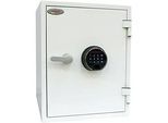 Feuerschutzschrank FS 1283 F, Fingerprintschloss, Stahl, signalweiss RAL 9003